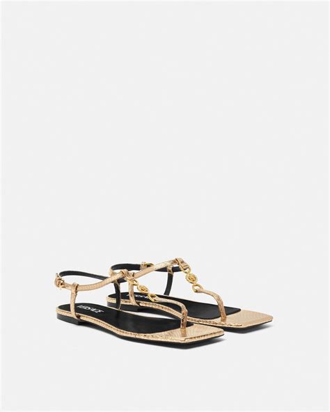 versace crystal sandals|Versace medusa flats sandals women.